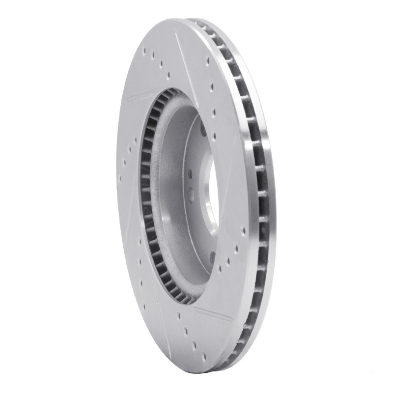 Hyundai Ioniq Brake Rotor (1) - Front Left - R1 Concepts - Drilled & Slotted - Silver - `17-`22